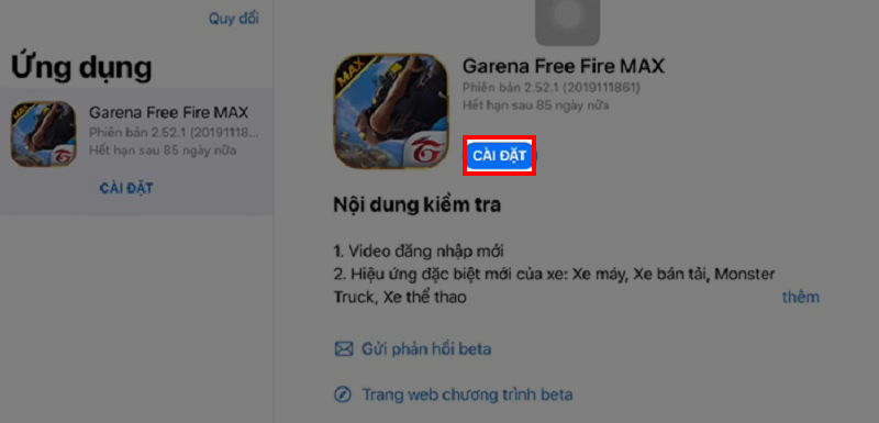 Cài đặt Free Fire Max Closed Beta 3.0 trên iOS