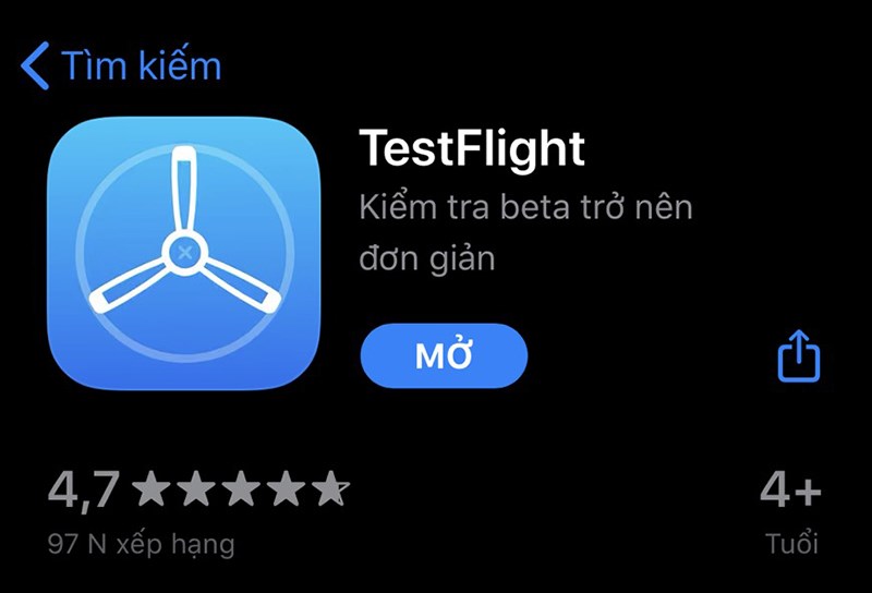 Cài đặt ứng dụng TestFlight trên iOS 