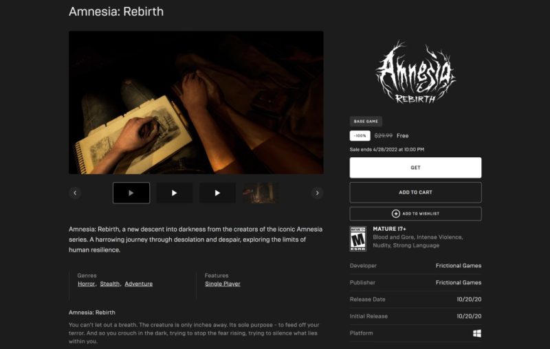 Tải miễn phí game Amnesia: Rebirth
